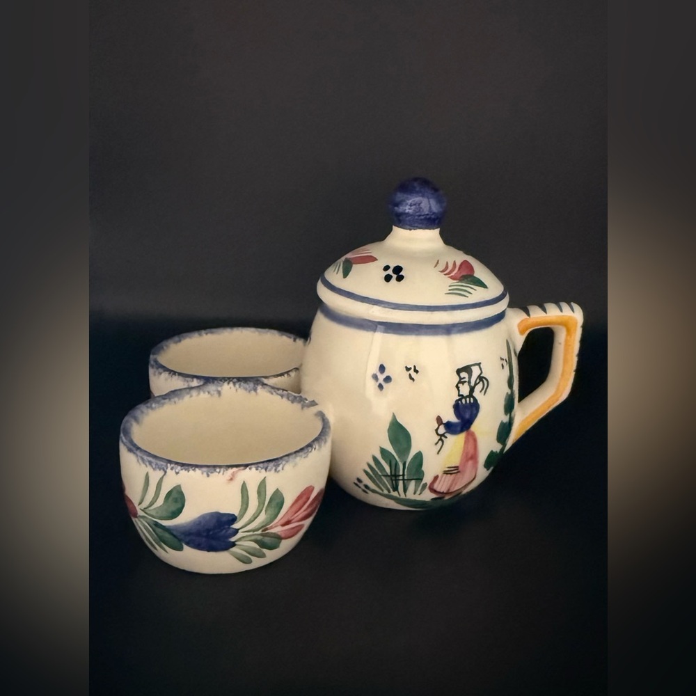 Antique Quimper Mustard, Salt & Pepper— for the collector, for the table.